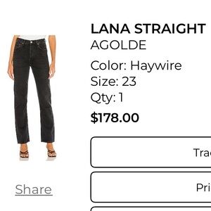 Agolde Haywire Black Lana Straight Jeans